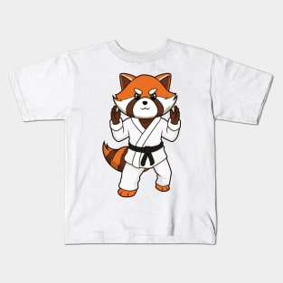 Cartoon red panda doing judo Kids T-Shirt